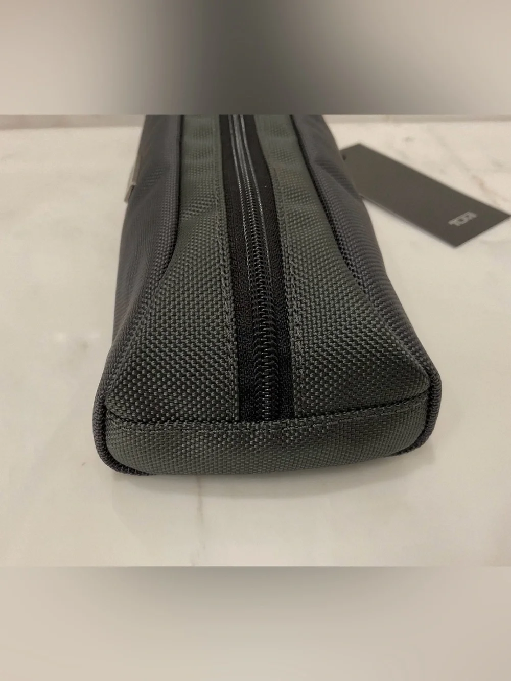 NEW - TUMI Zippered Ballistic Nylon Pencil Case - Cord Pouch - SEAL GRAY